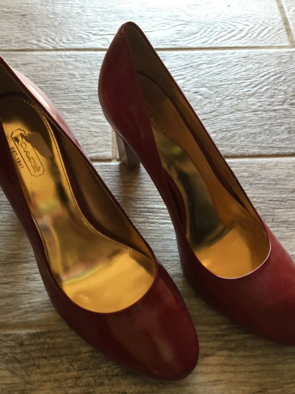 Coach Maxey Burgundy Patent Leather Pumps, Size 8.5M (NWOT)